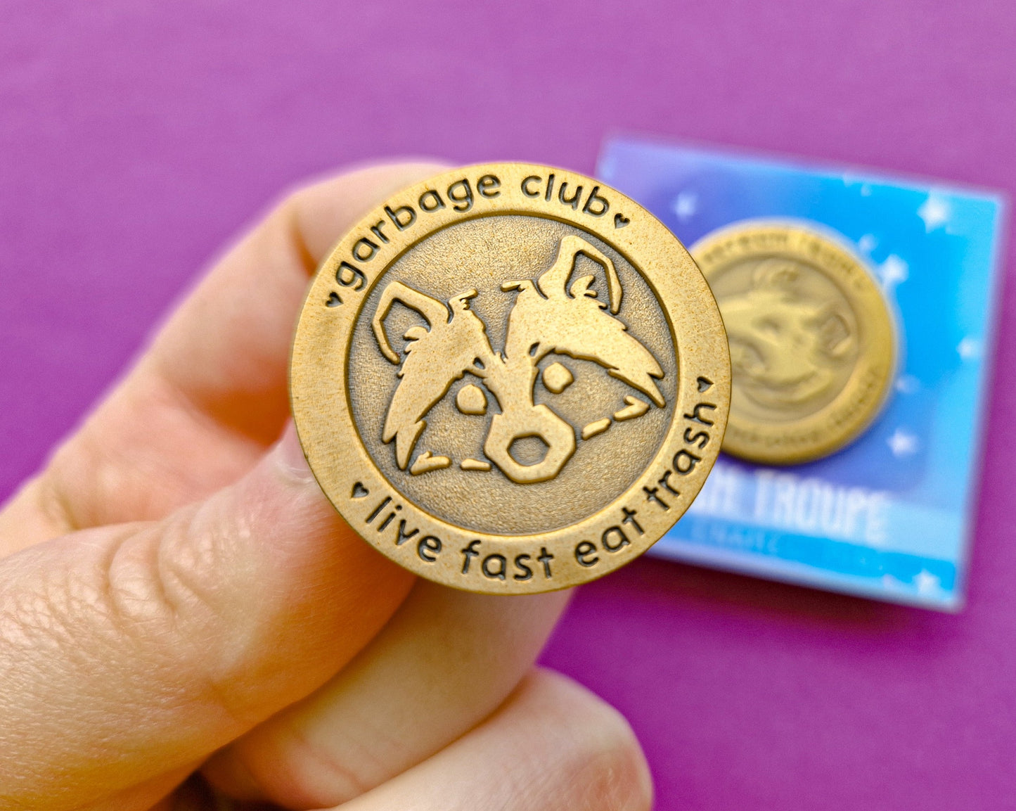 (Gold) Garbage Club Raccoon - Enamel Pin - Trash Troupe