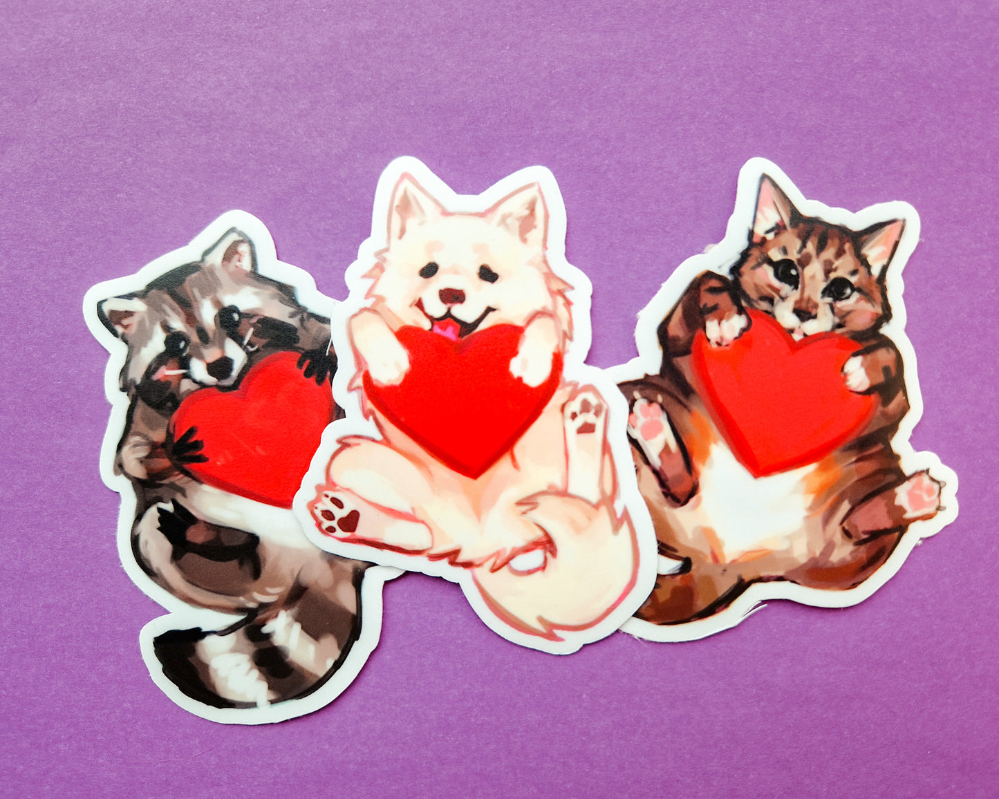Heart Animals - Weatherproof Vinyl Stickers
