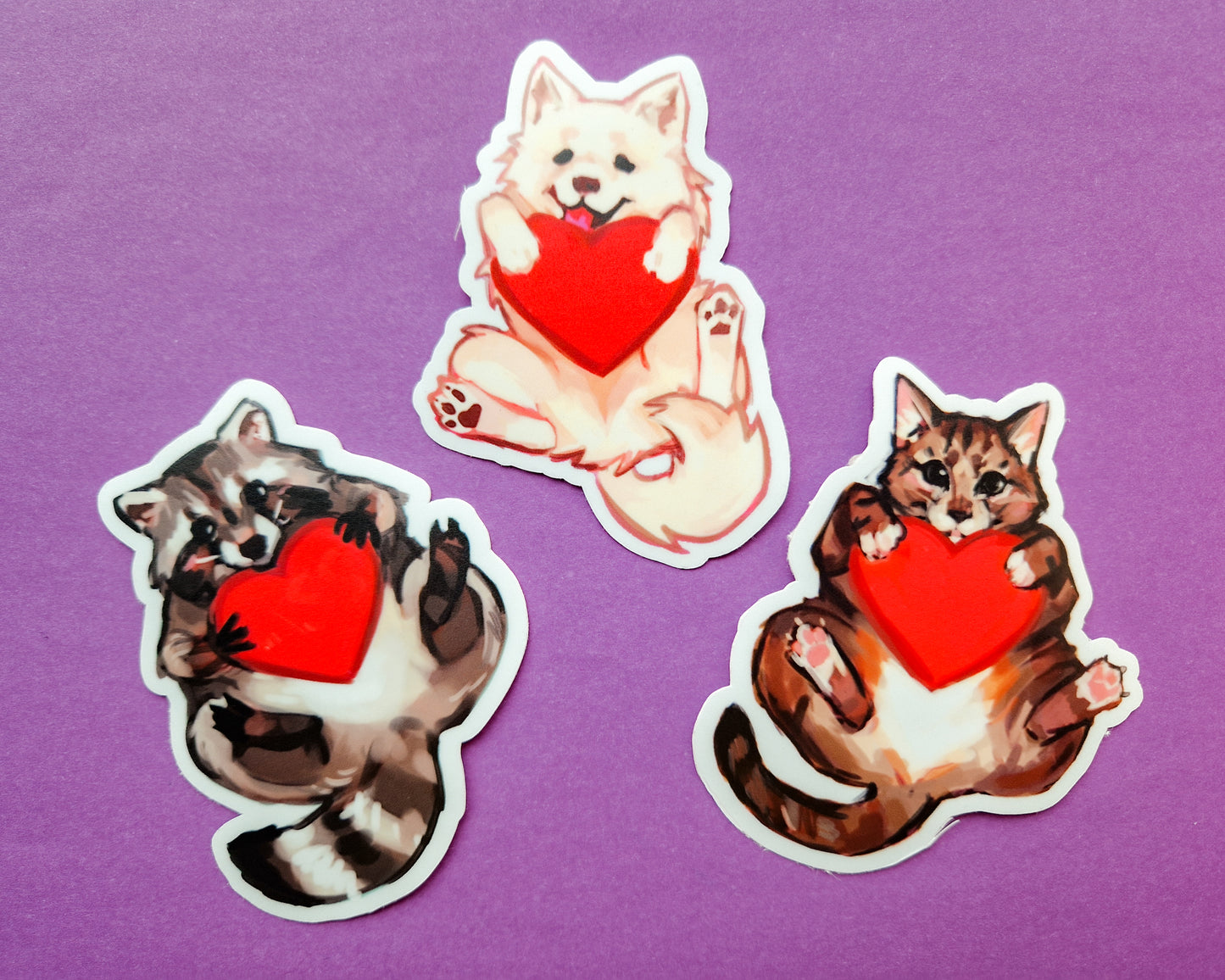 Heart Animals - Weatherproof Vinyl Stickers