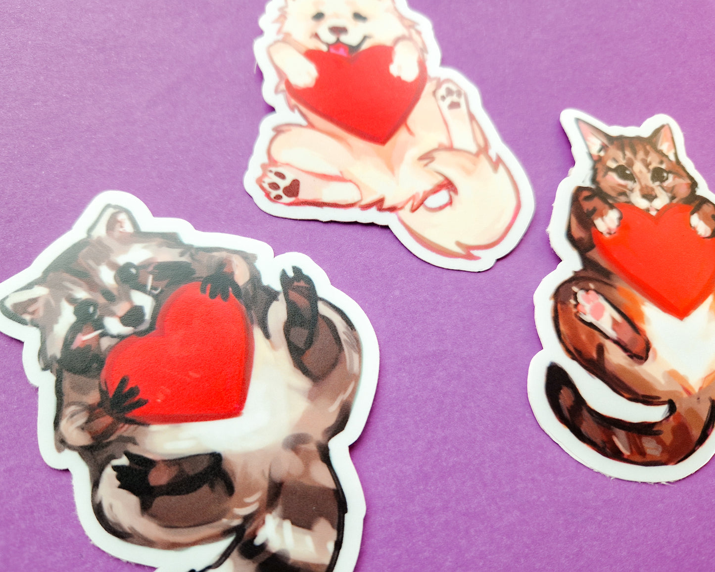 Heart Animals - Weatherproof Vinyl Stickers