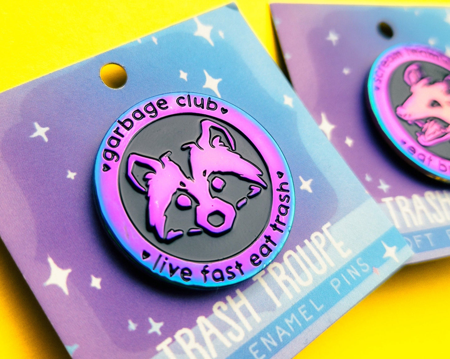 (Rainbow) Garbage Club Raccoon - Enamel Pin - Trash Troupe