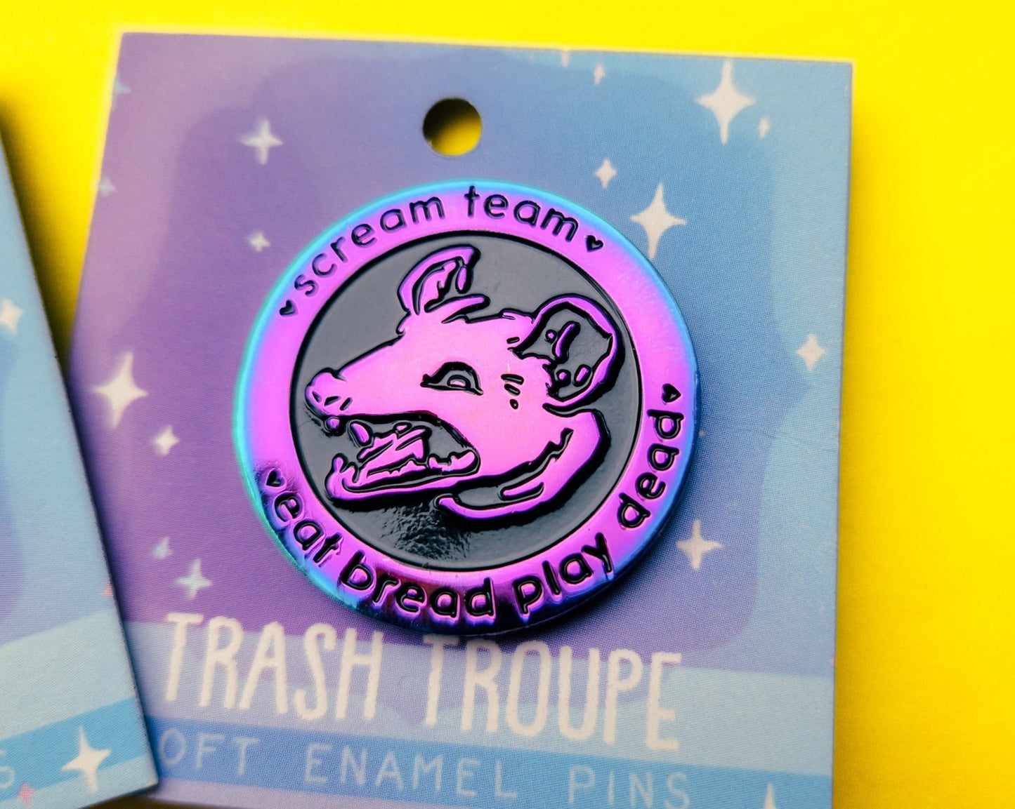 (Rainbow) Scream Team Opossum - Enamel Pin - Trash Troupe