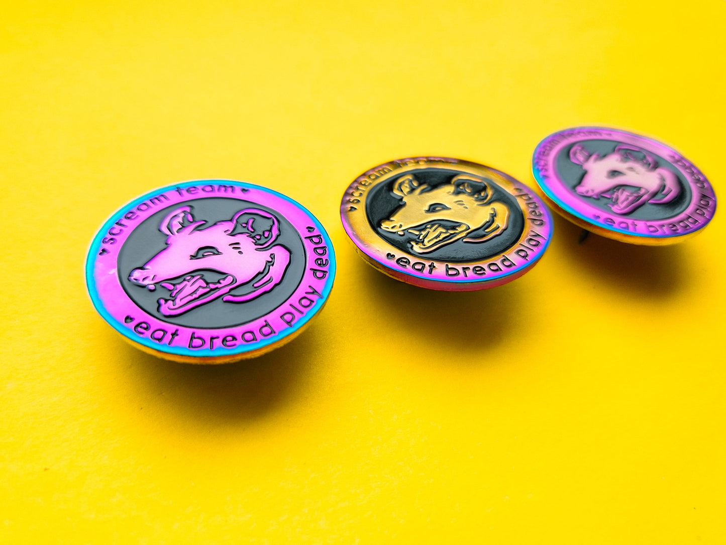 (Rainbow) Scream Team Opossum - Enamel Pin - Trash Troupe