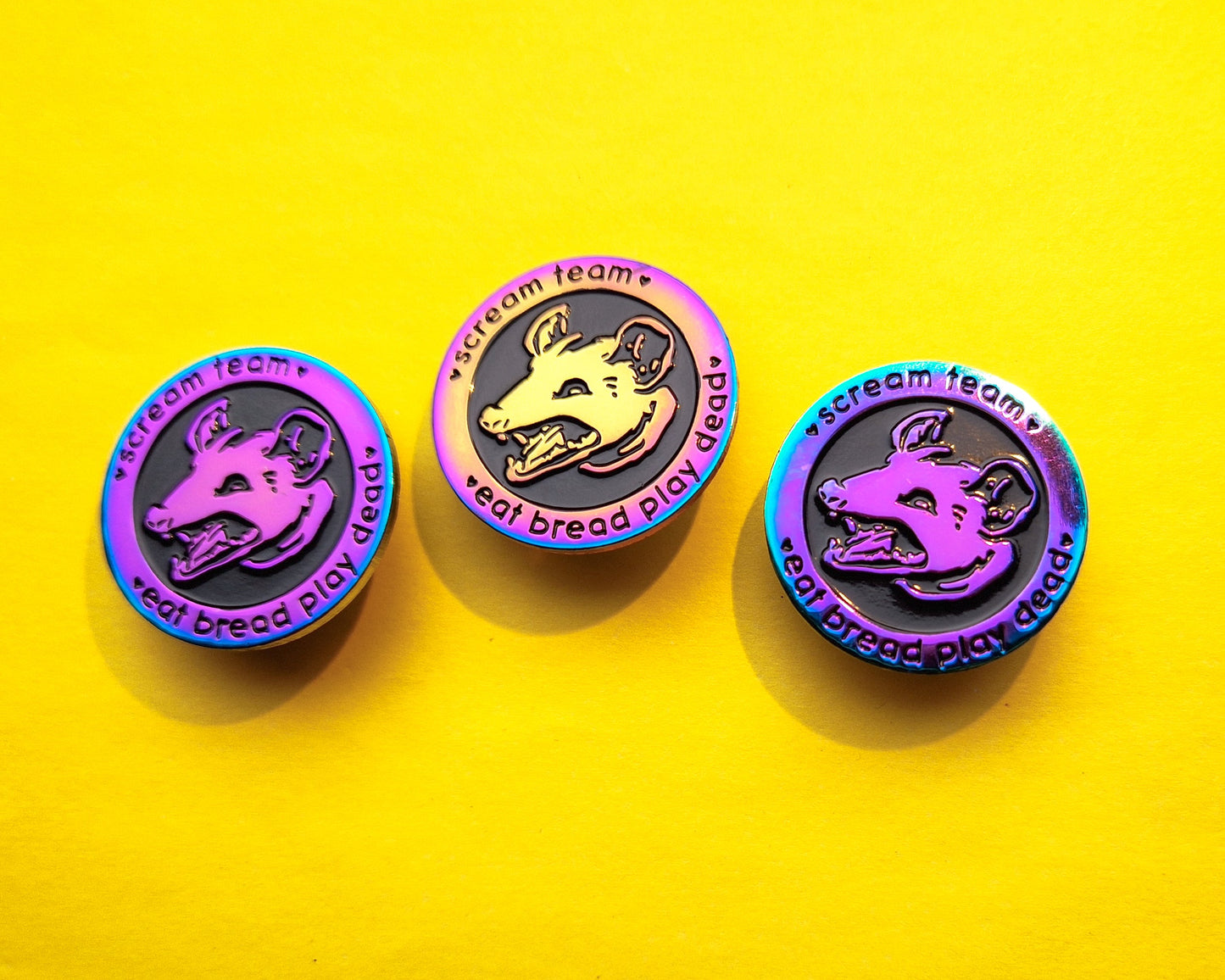 (Rainbow) Scream Team Opossum - Enamel Pin - Trash Troupe