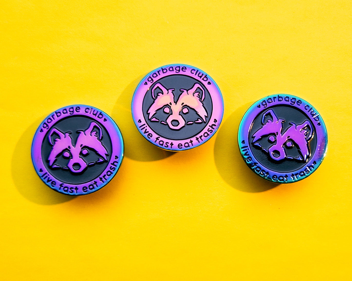 (Rainbow) Garbage Club Raccoon - Enamel Pin - Trash Troupe