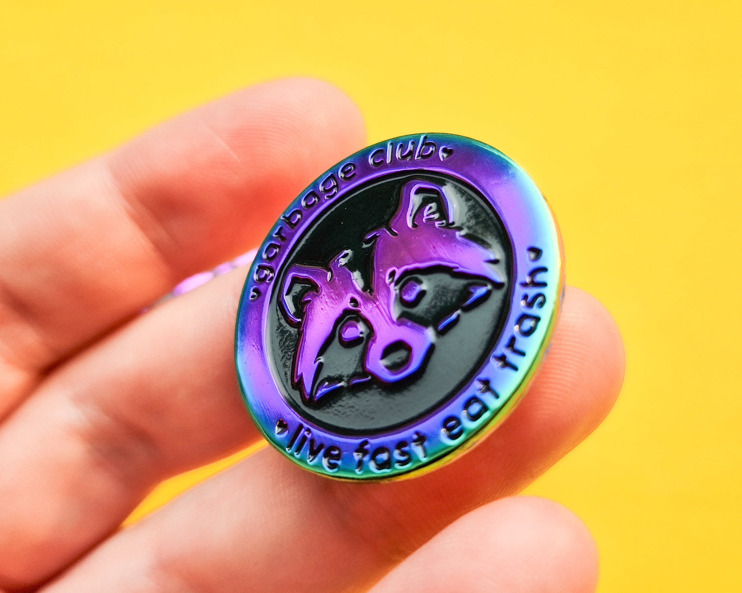 (Rainbow) Garbage Club Raccoon - Enamel Pin - Trash Troupe