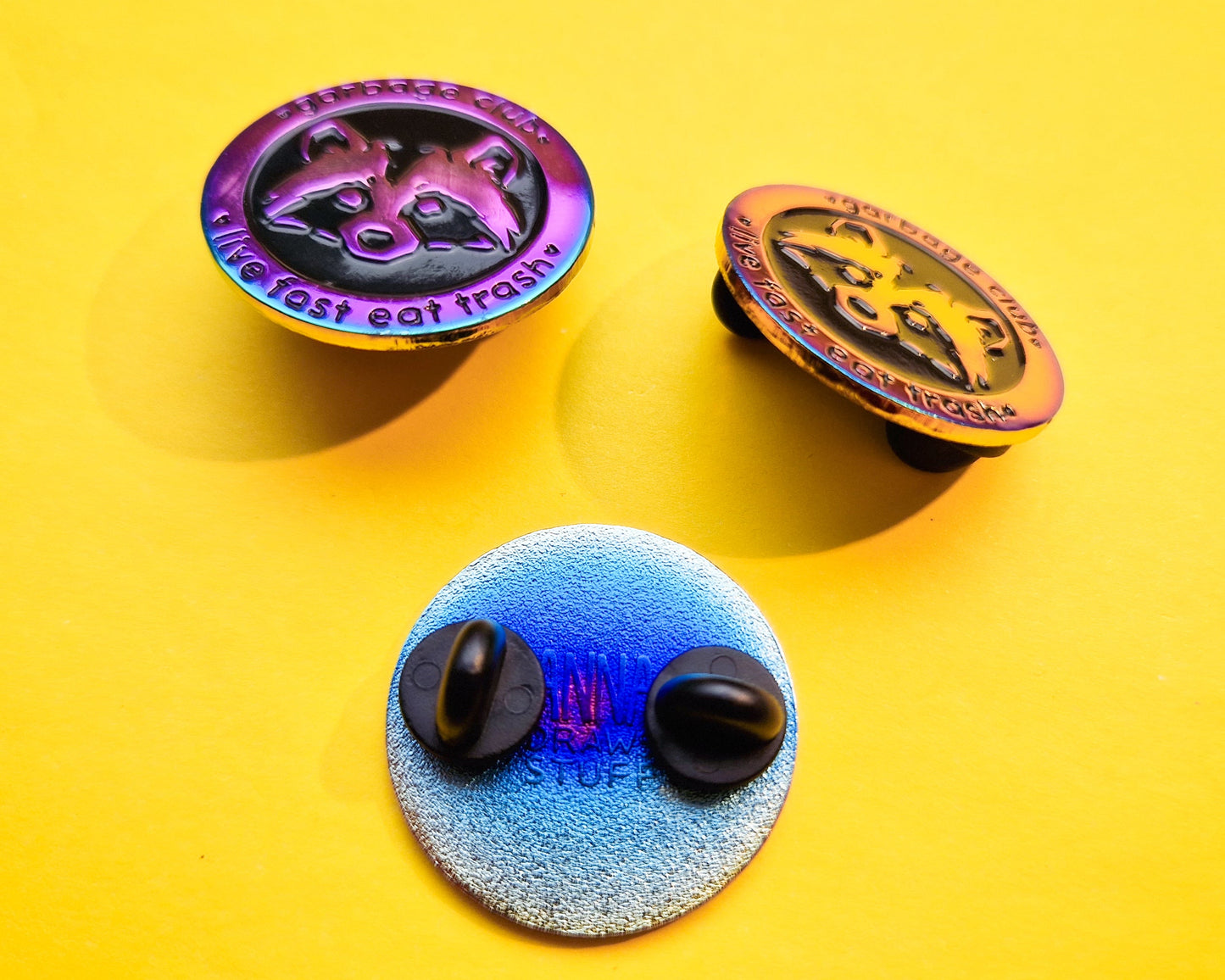 (Rainbow) Garbage Club Raccoon - Enamel Pin - Trash Troupe