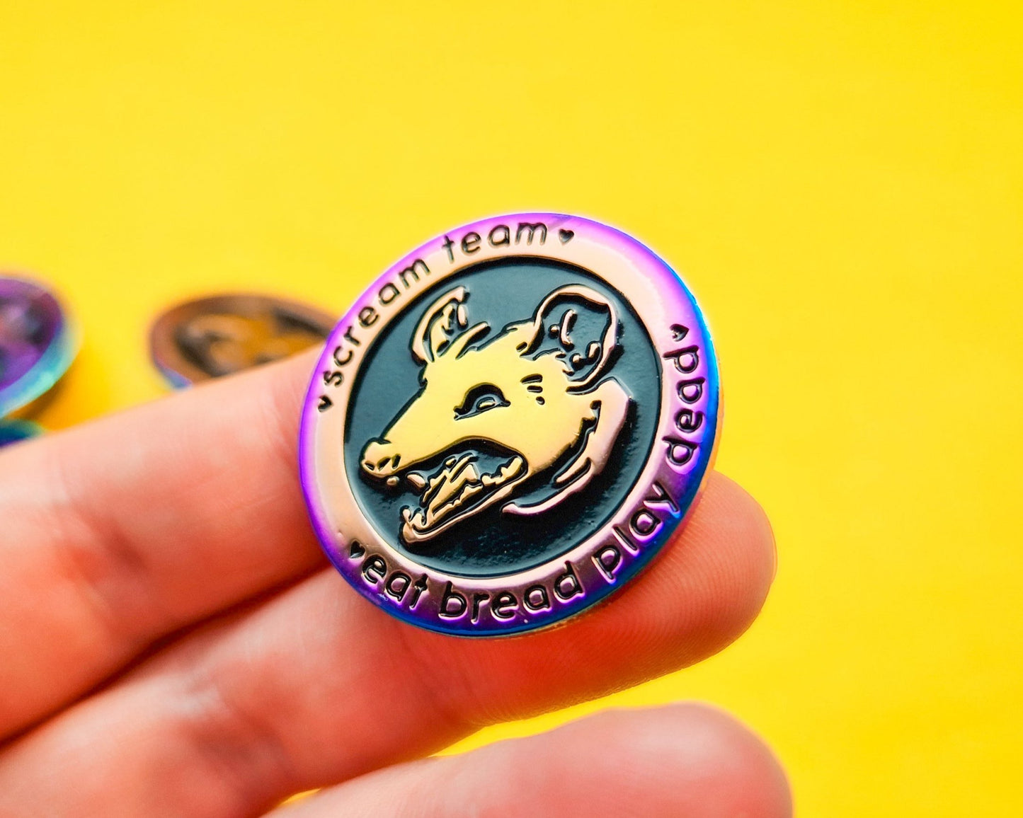 (Rainbow) Scream Team Opossum - Enamel Pin - Trash Troupe
