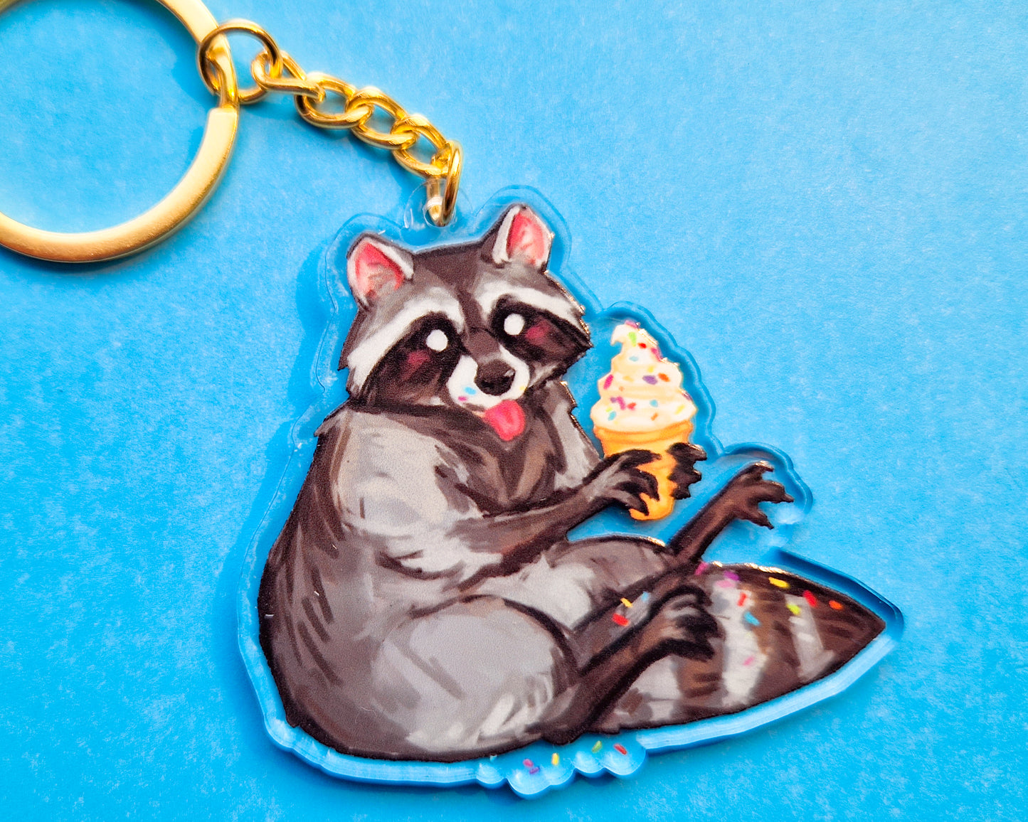 Ice Cream Raccoon Keychain