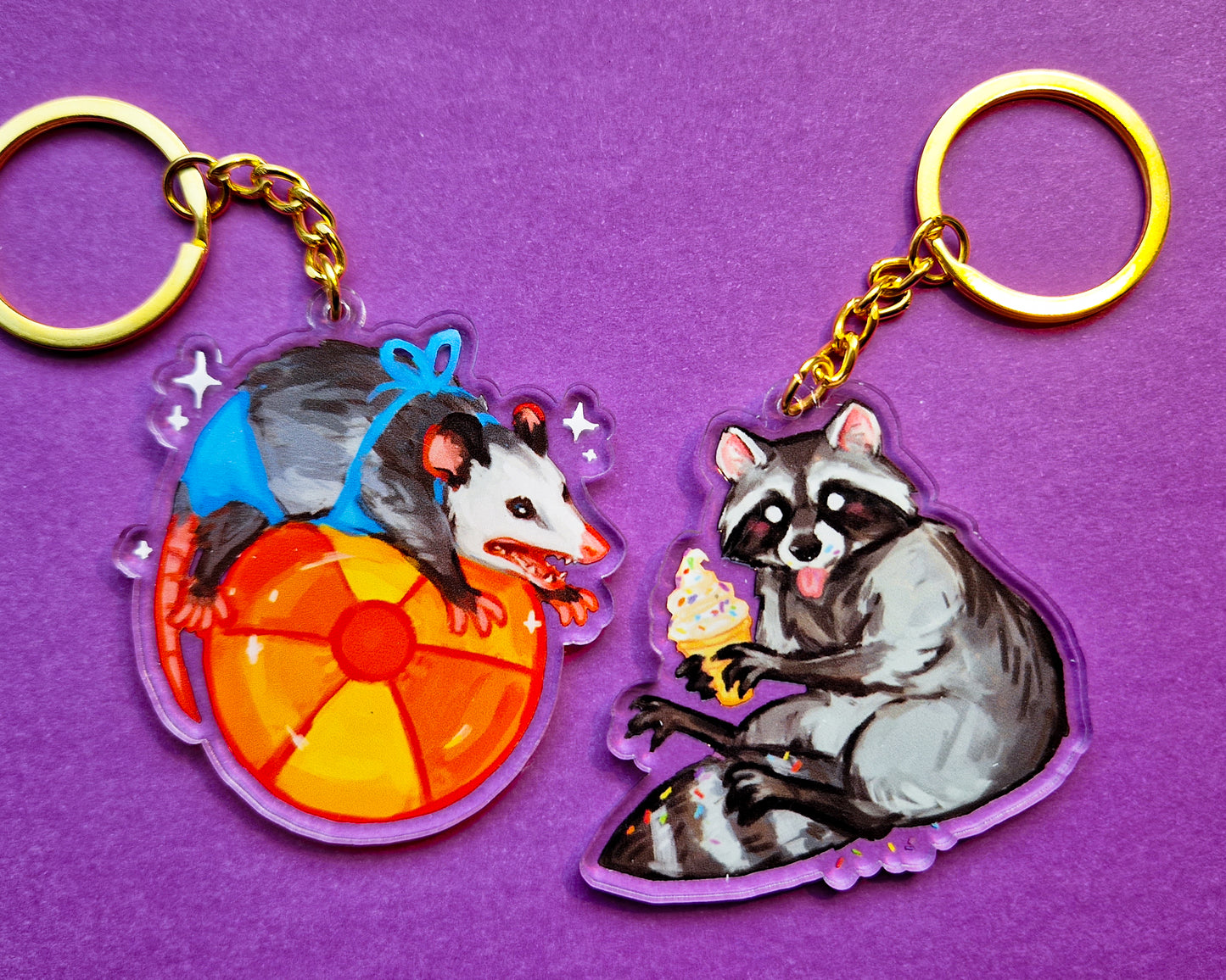 Ice Cream Raccoon Keychain