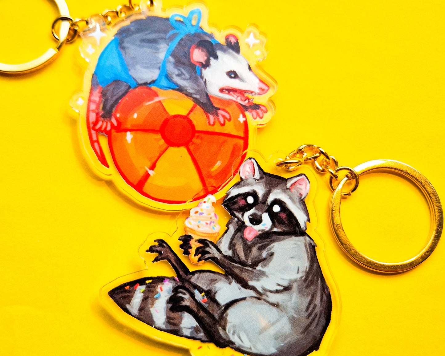 Ice Cream Raccoon Keychain