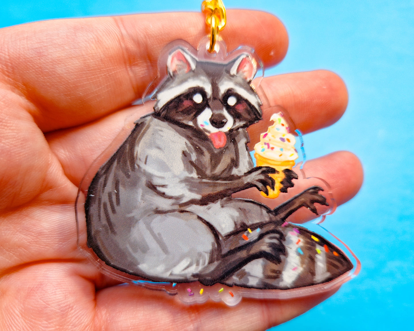 Ice Cream Raccoon Keychain
