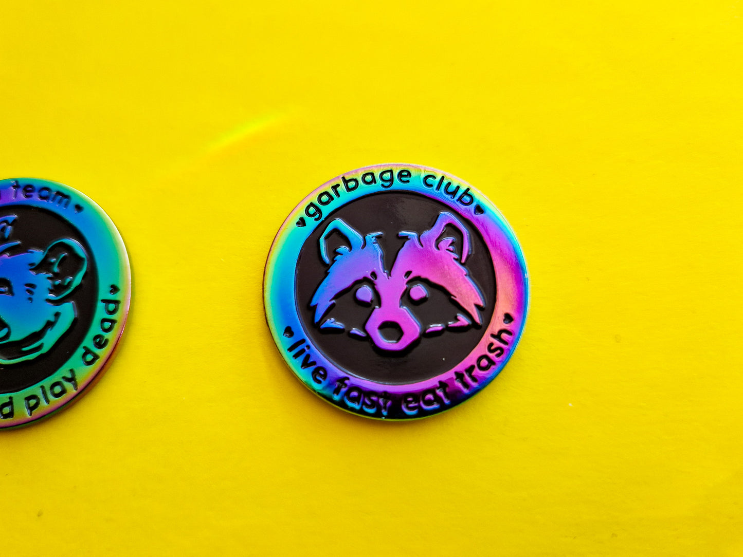 (Rainbow) Garbage Club Raccoon - Enamel Pin - Trash Troupe