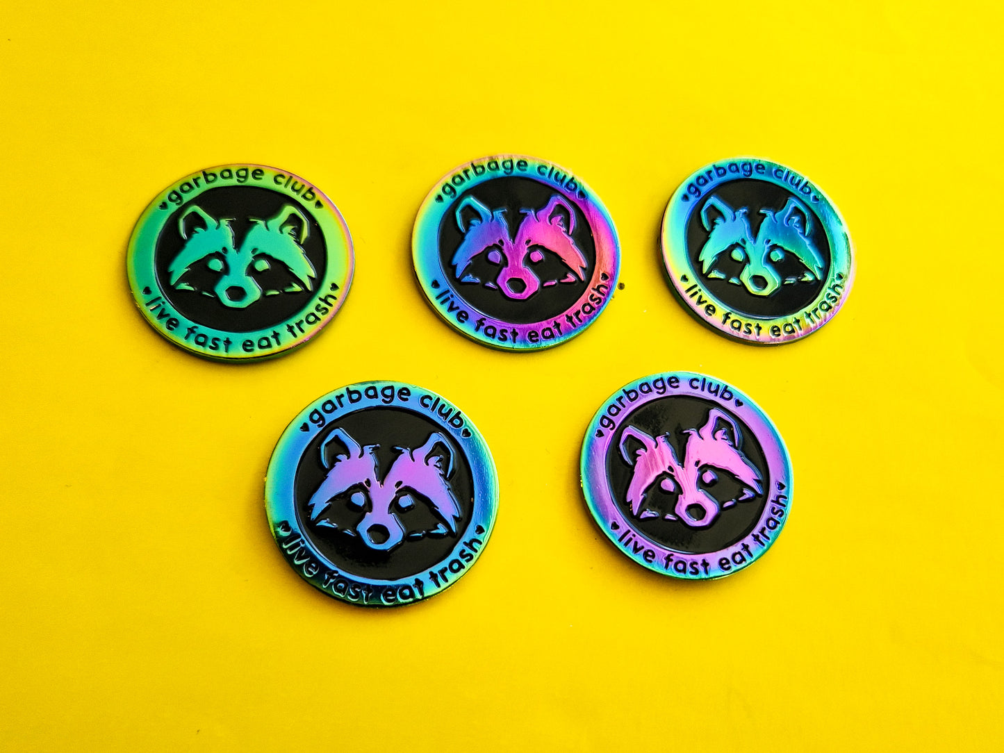 (Rainbow) Garbage Club Raccoon - Enamel Pin - Trash Troupe