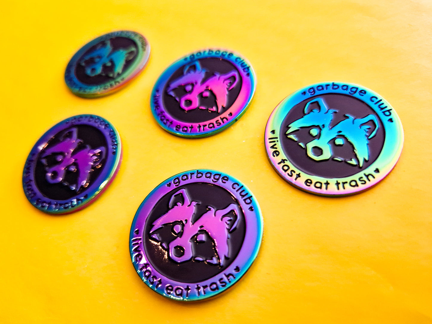 (Rainbow) Garbage Club Raccoon - Enamel Pin - Trash Troupe