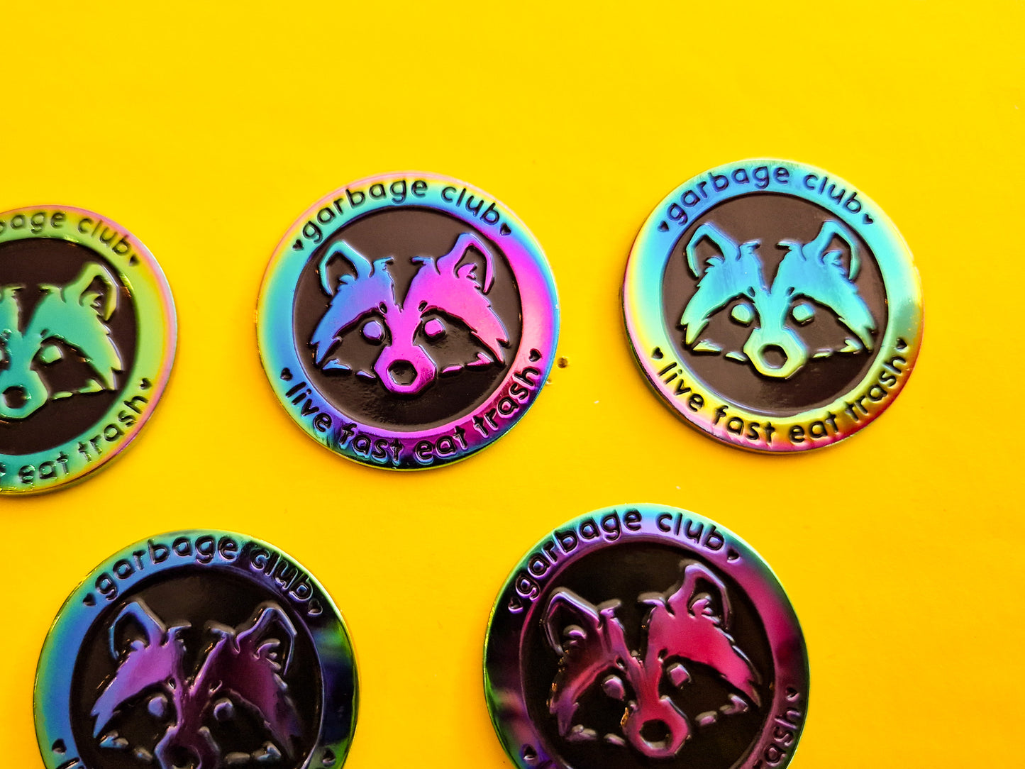 (Rainbow) Garbage Club Raccoon - Enamel Pin - Trash Troupe