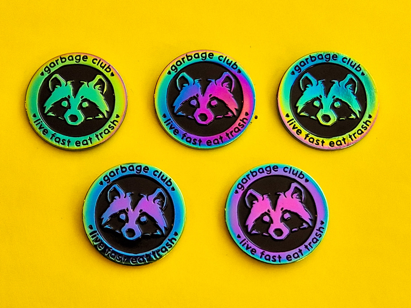 (Rainbow) Garbage Club Raccoon - Enamel Pin - Trash Troupe