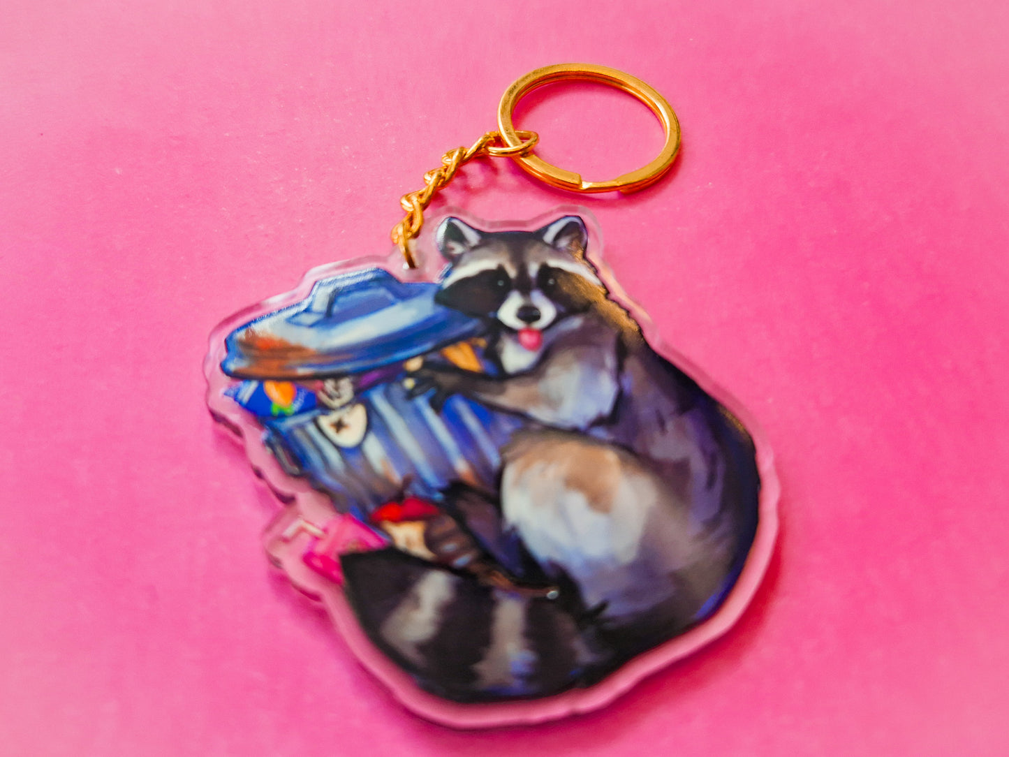 Trashcan Raccoon Keychain