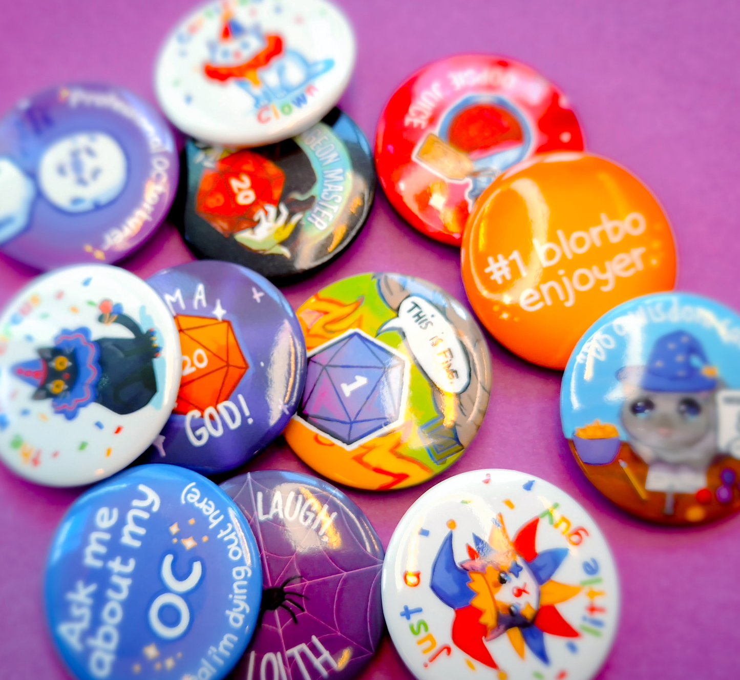 Mix and Match! - button packs /w 3, 5 or 10 pins - 1.5 inch/38mm - all designs available!