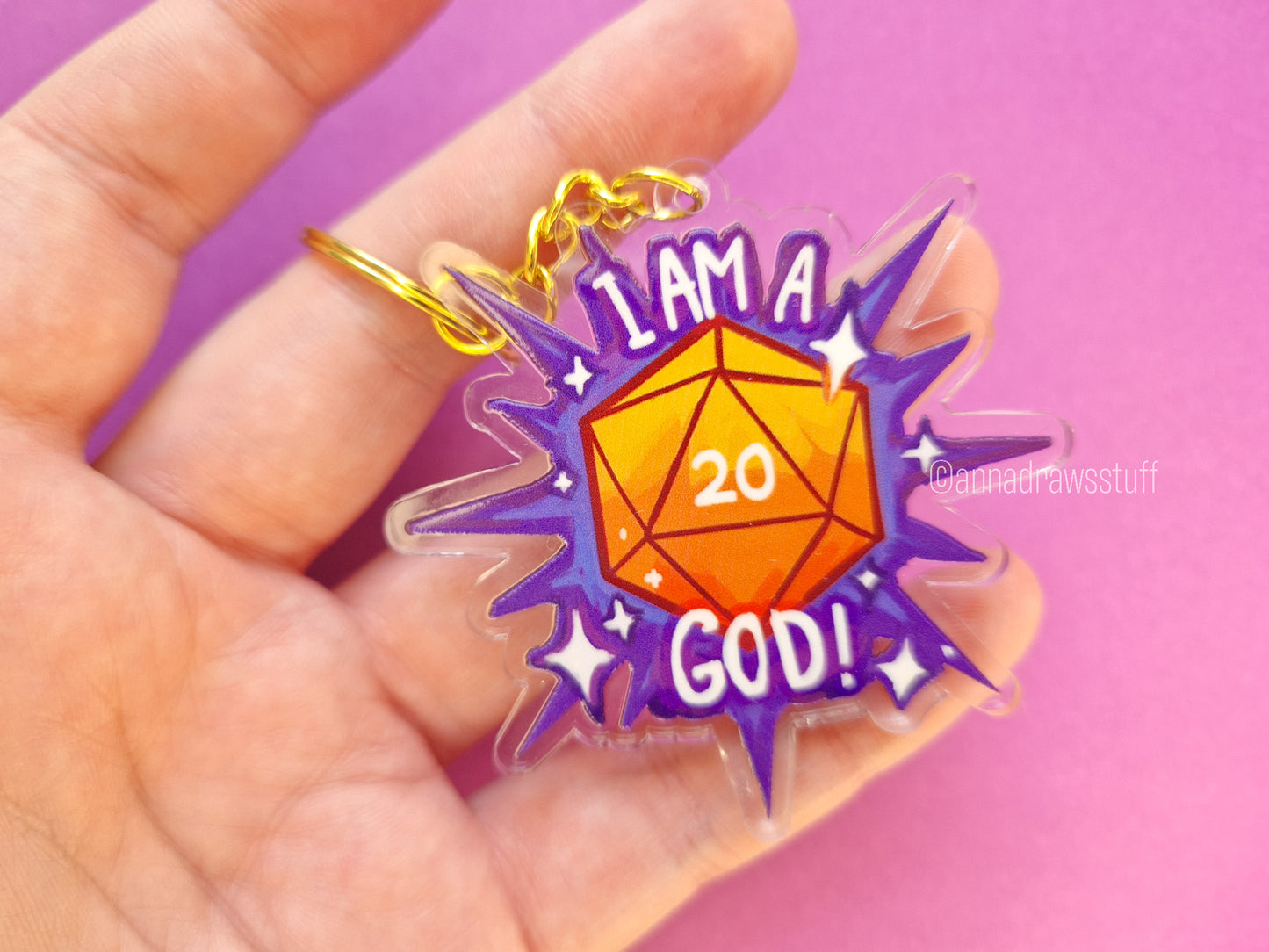 I am A God D20 Keychain