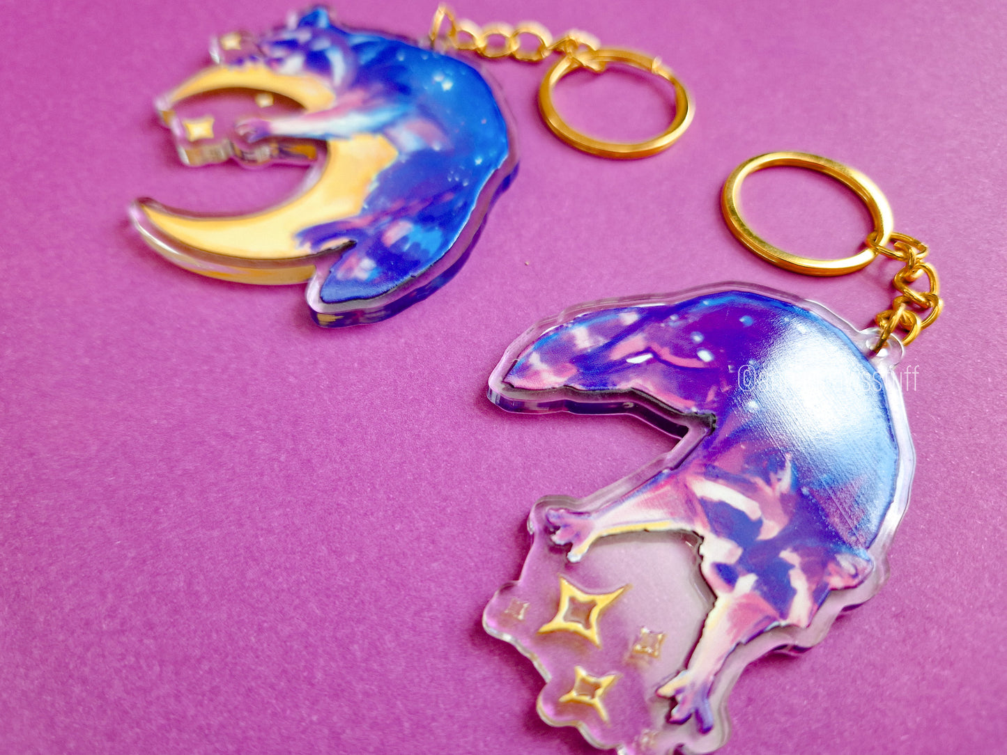 Moon Raccoon Keychains