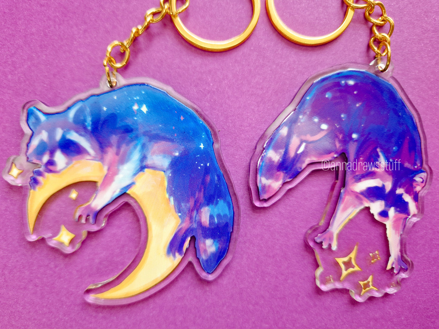 Moon Raccoon Keychains