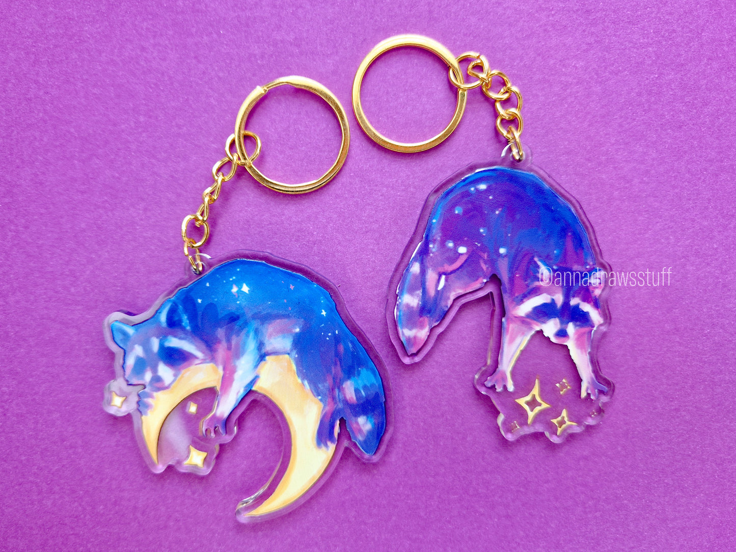Moon Raccoon Keychains