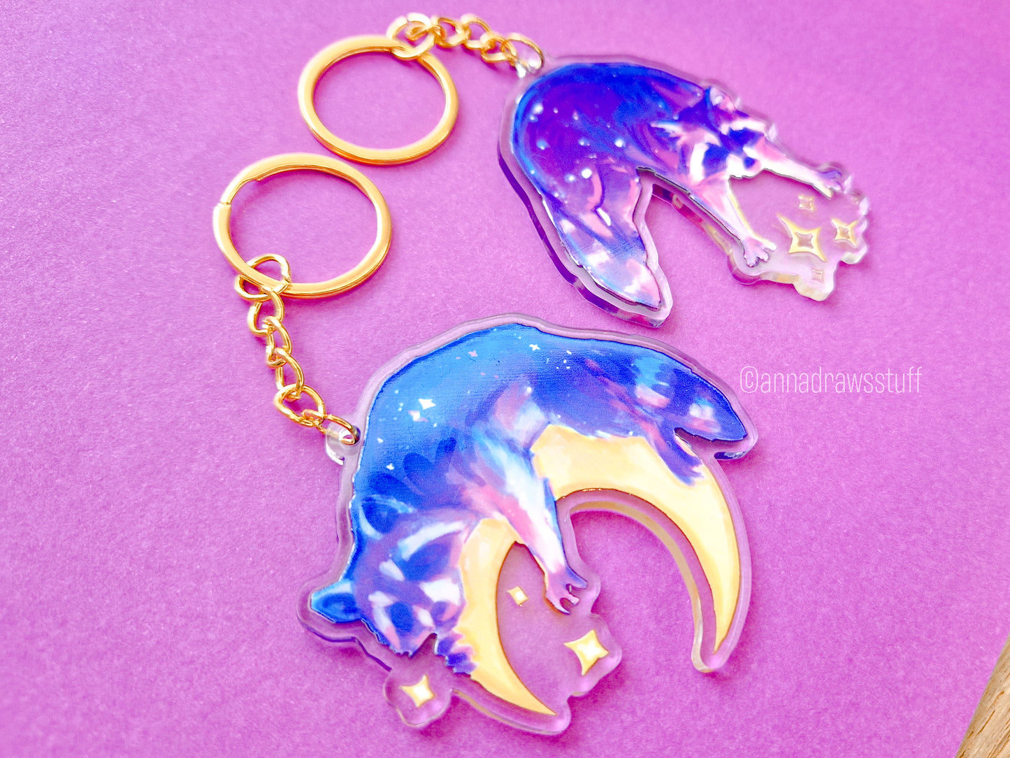 Moon Raccoon Keychains