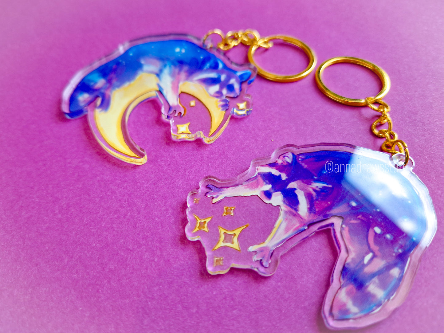 Moon Raccoon Keychains
