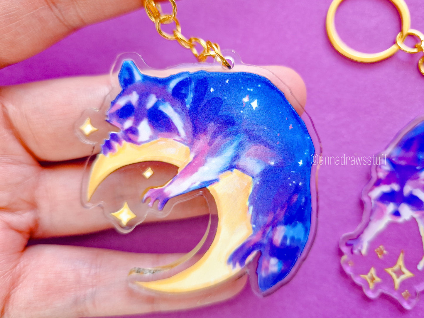 Moon Raccoon Keychains