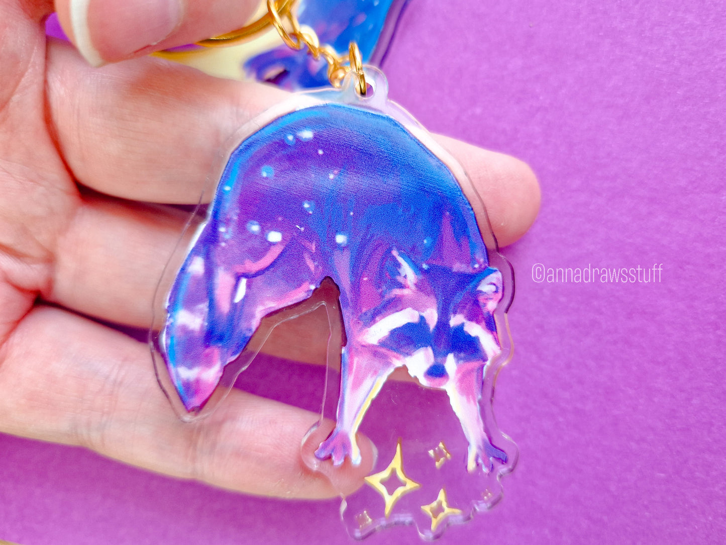 Moon Raccoon Keychains