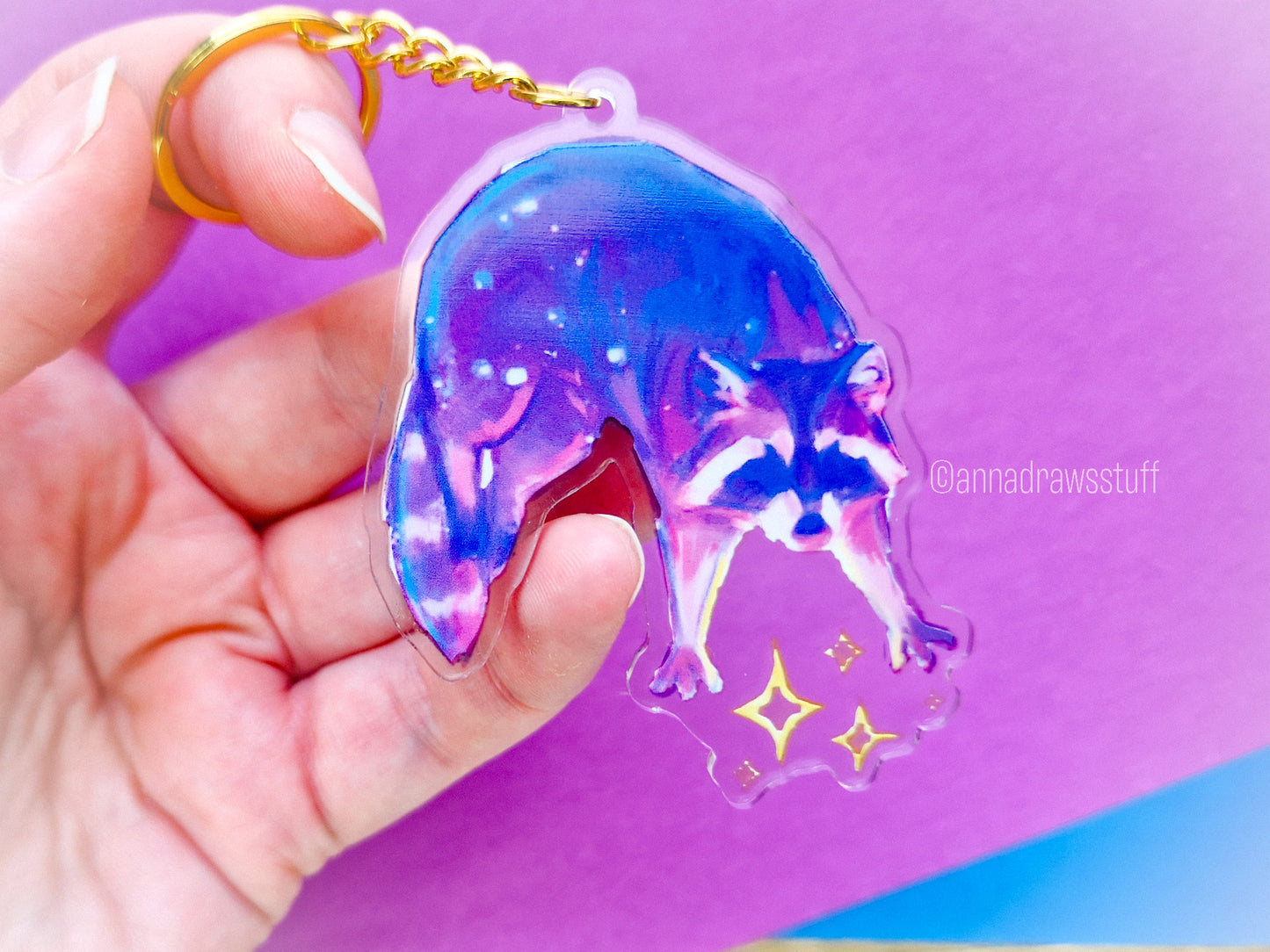 Moon Raccoon Keychains