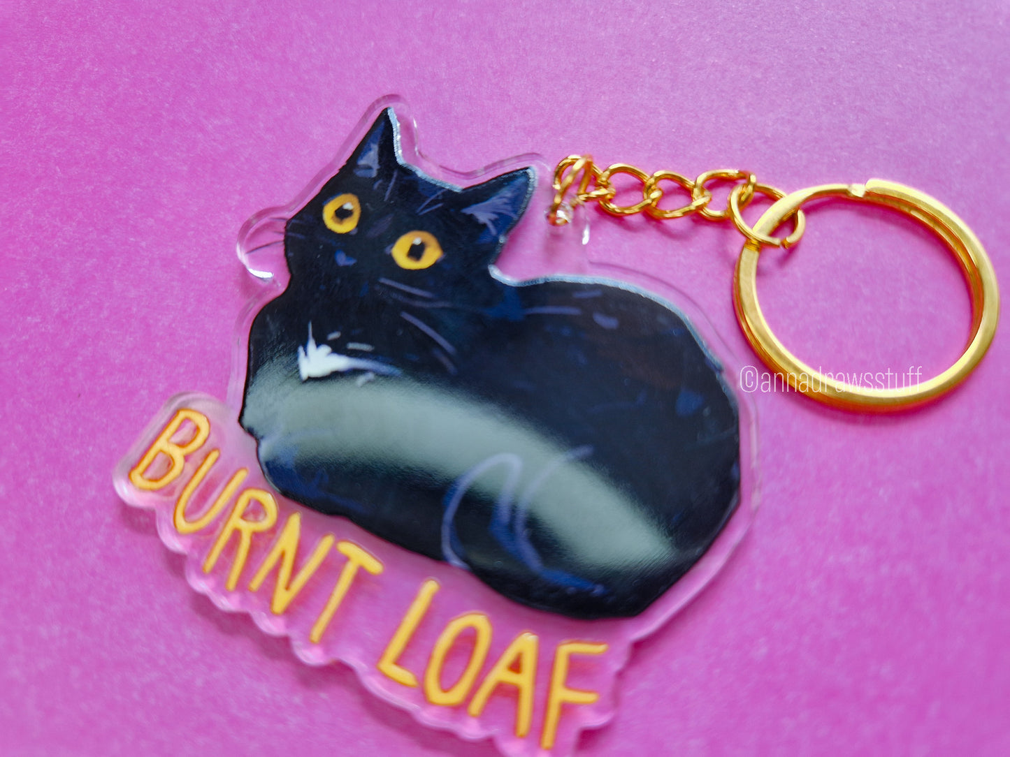 Burnt Loaf Black Cat Keychain