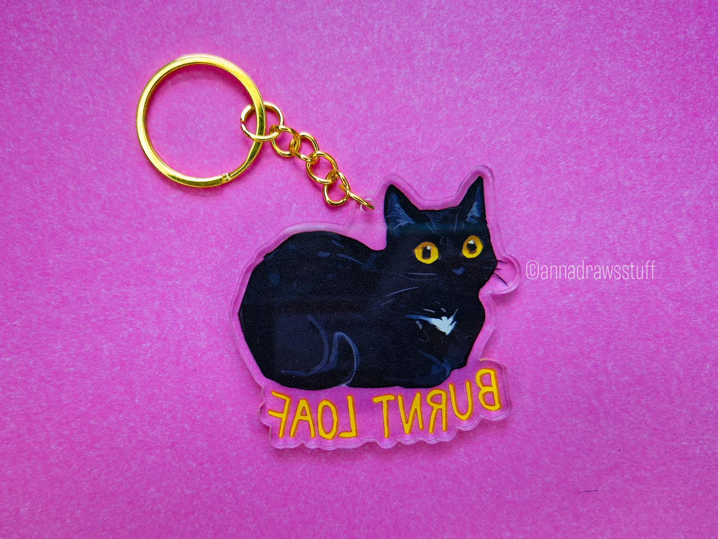 Burnt Loaf Black Cat Keychain