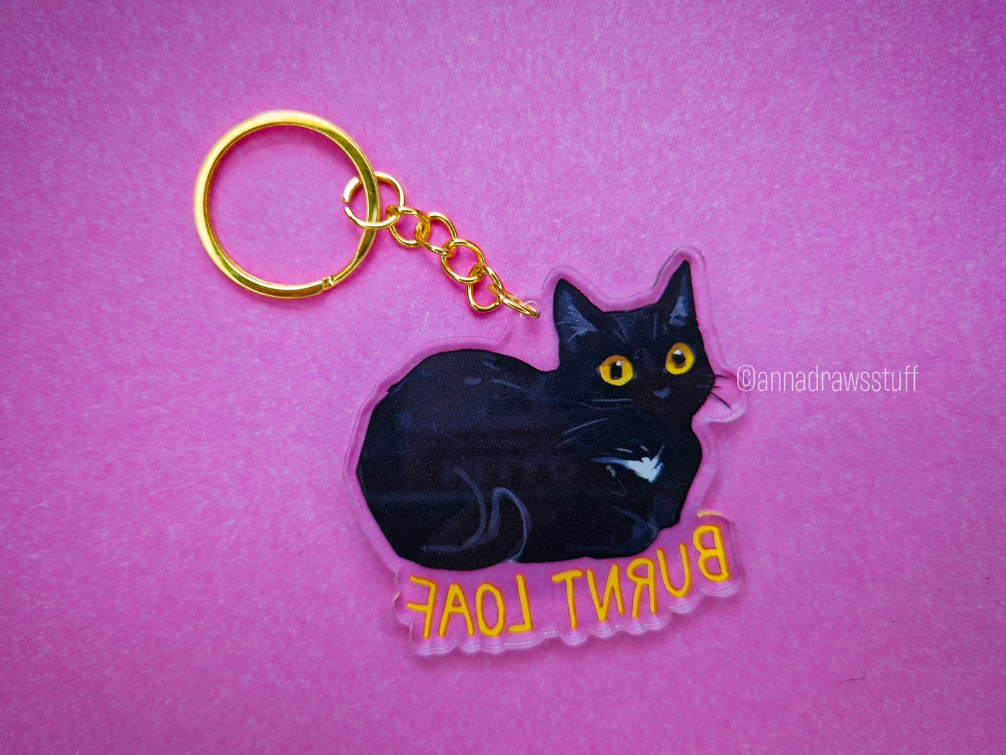 Burnt Loaf Black Cat Keychain