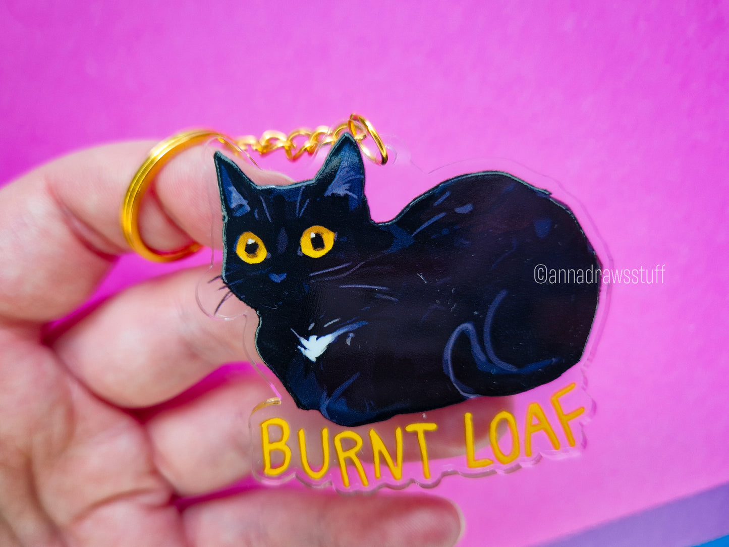 Burnt Loaf Black Cat Keychain