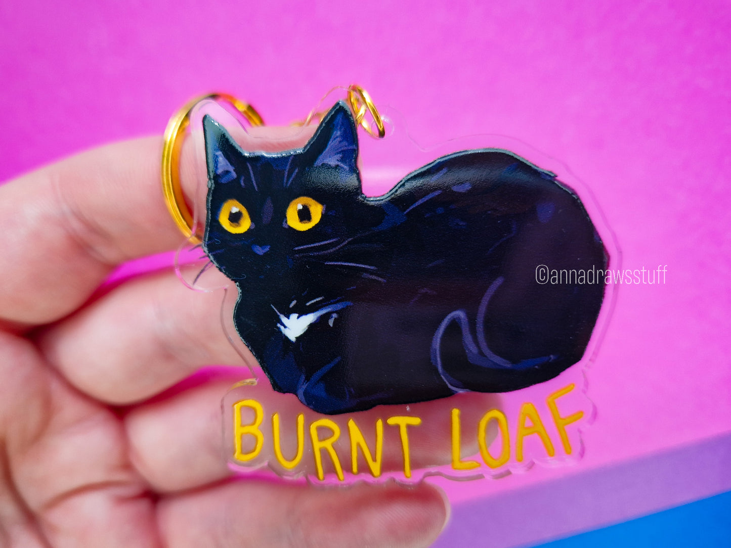 Burnt Loaf Black Cat Keychain