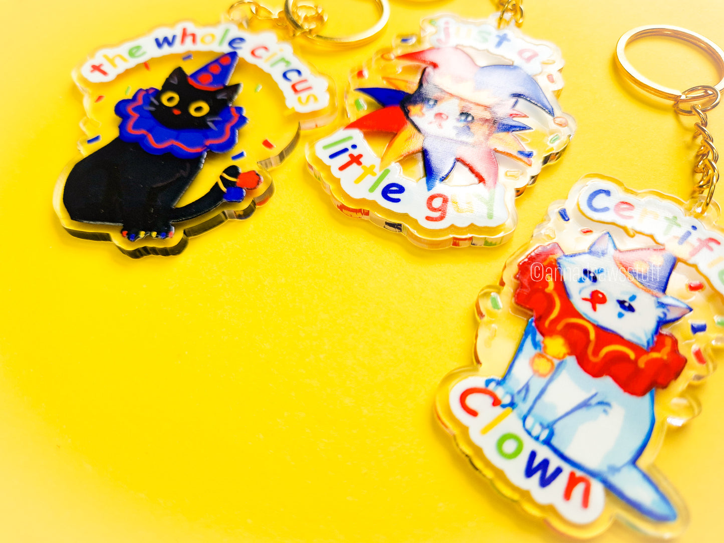 Clown Cat Acrylic Keychains