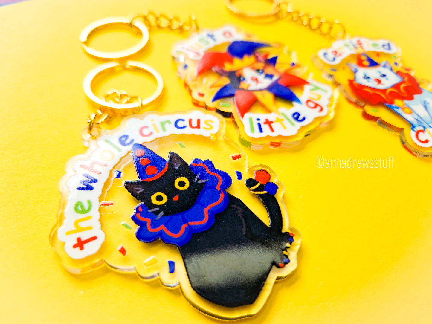 Clown Cat Acrylic Keychains