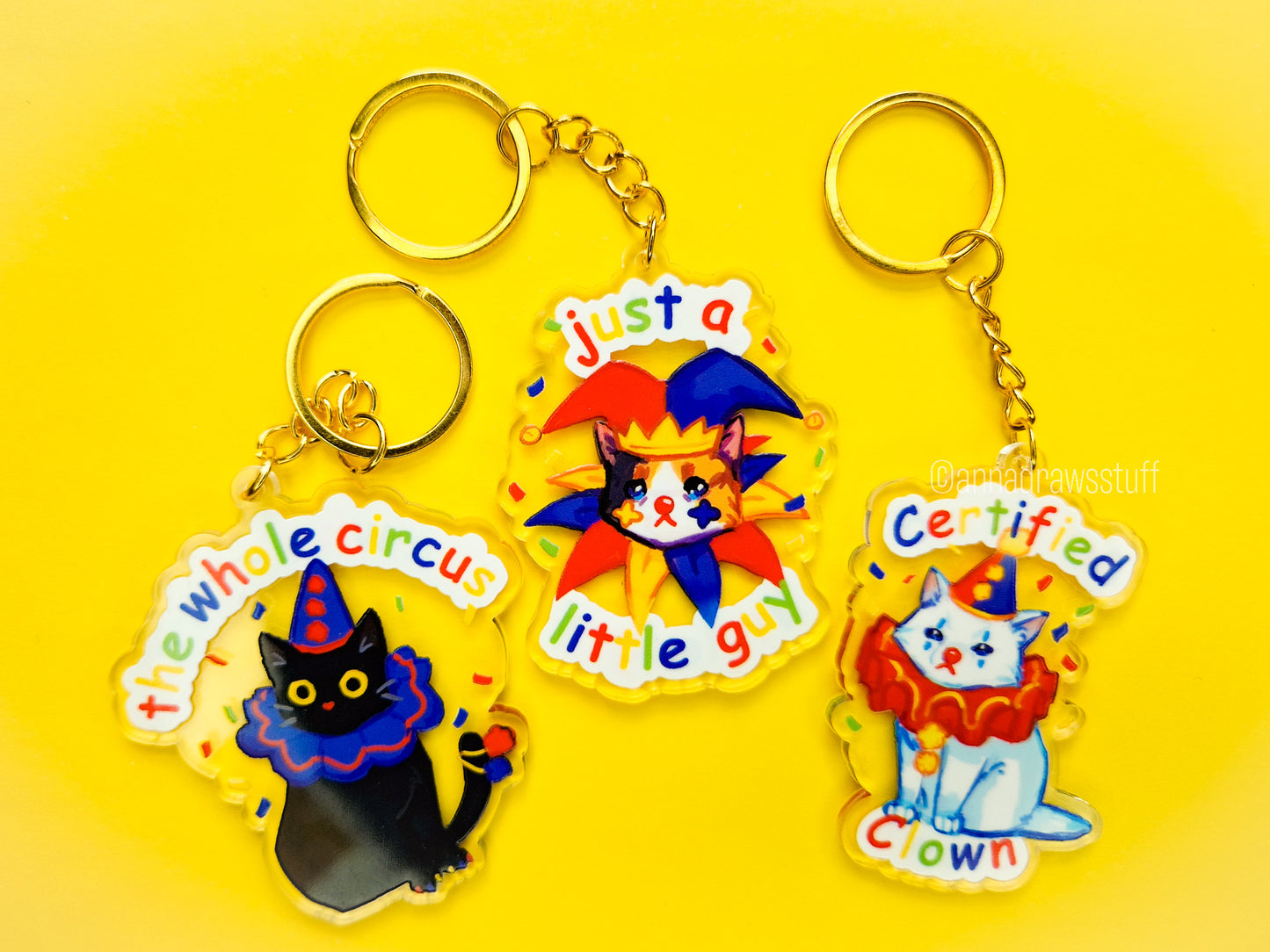 Clown Cat Acrylic Keychains