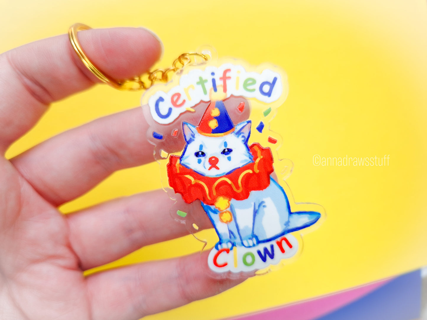 Clown Cat Acrylic Keychains