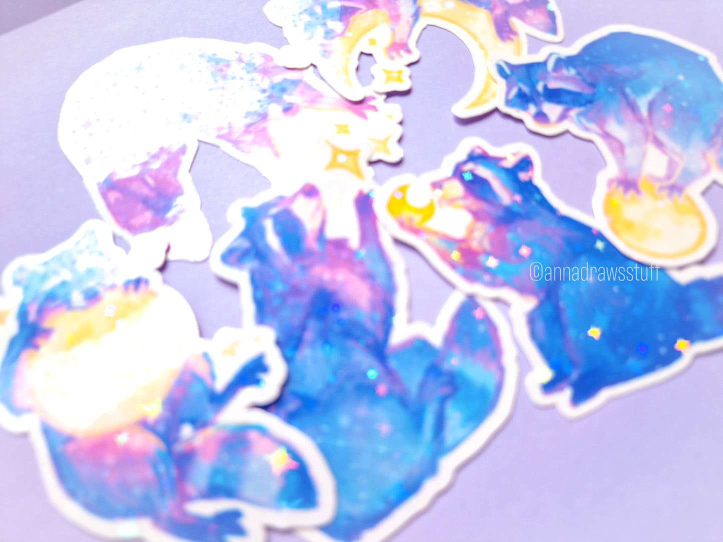 Moon Raccoon Stickers (Separate) - Waterproof Vinyl Stickers