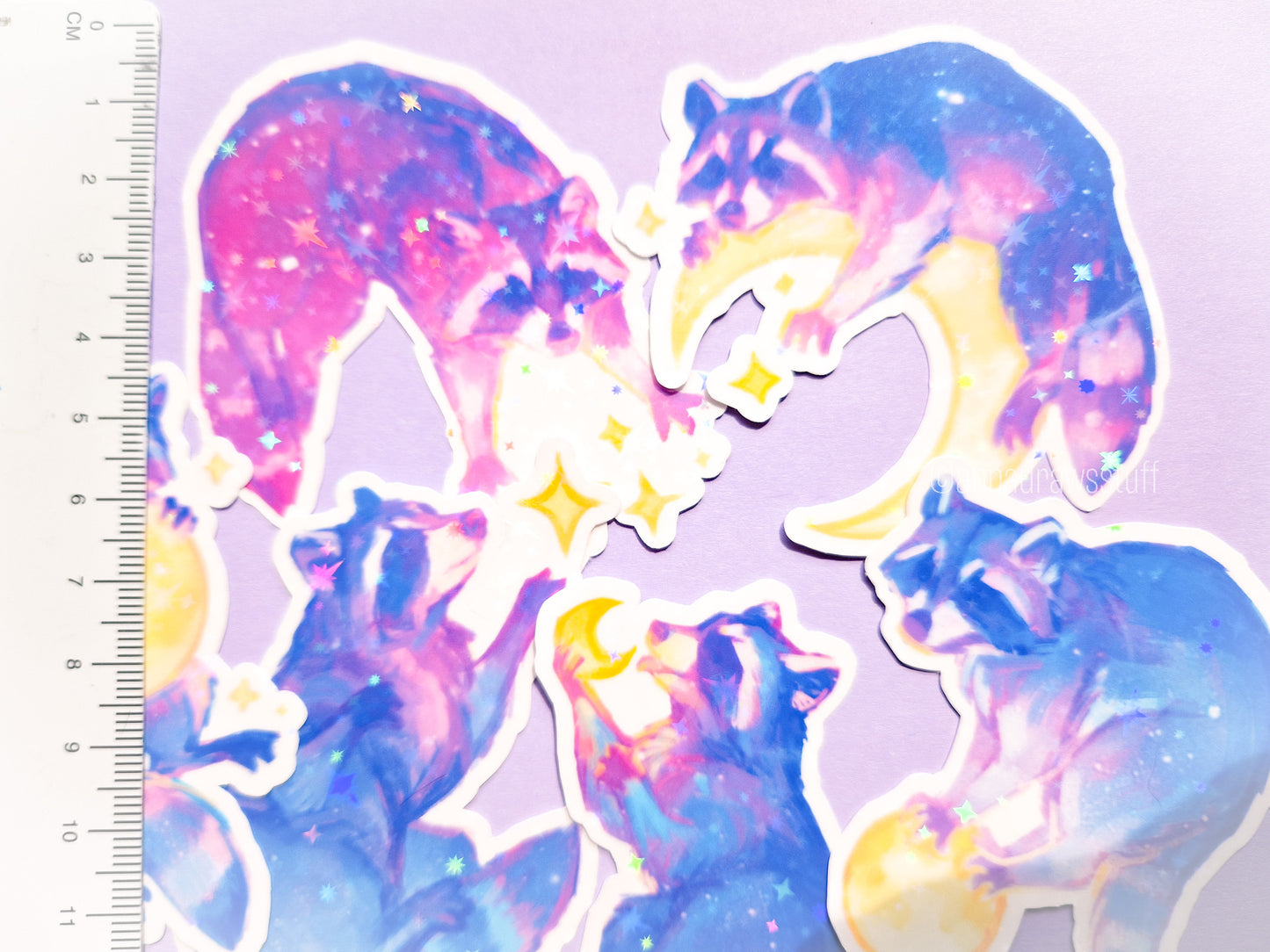 Moon Raccoon Stickers (Separate) - Waterproof Vinyl Stickers