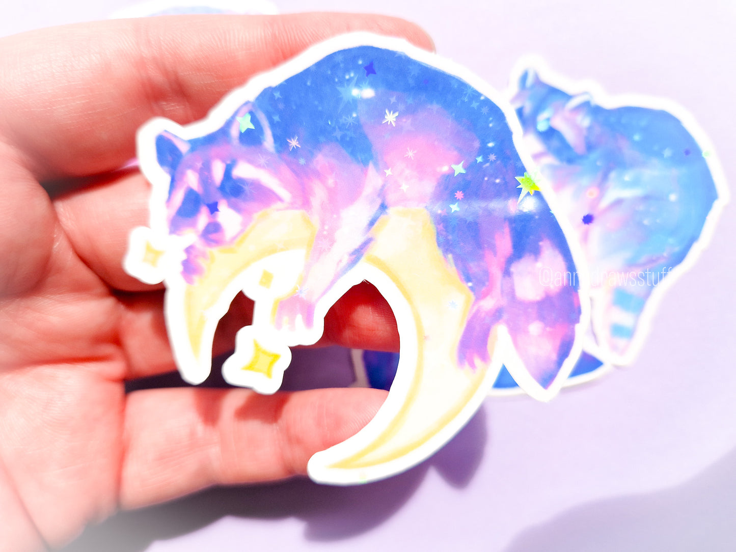 Moon Raccoon Stickers (Separate) - Waterproof Vinyl Stickers