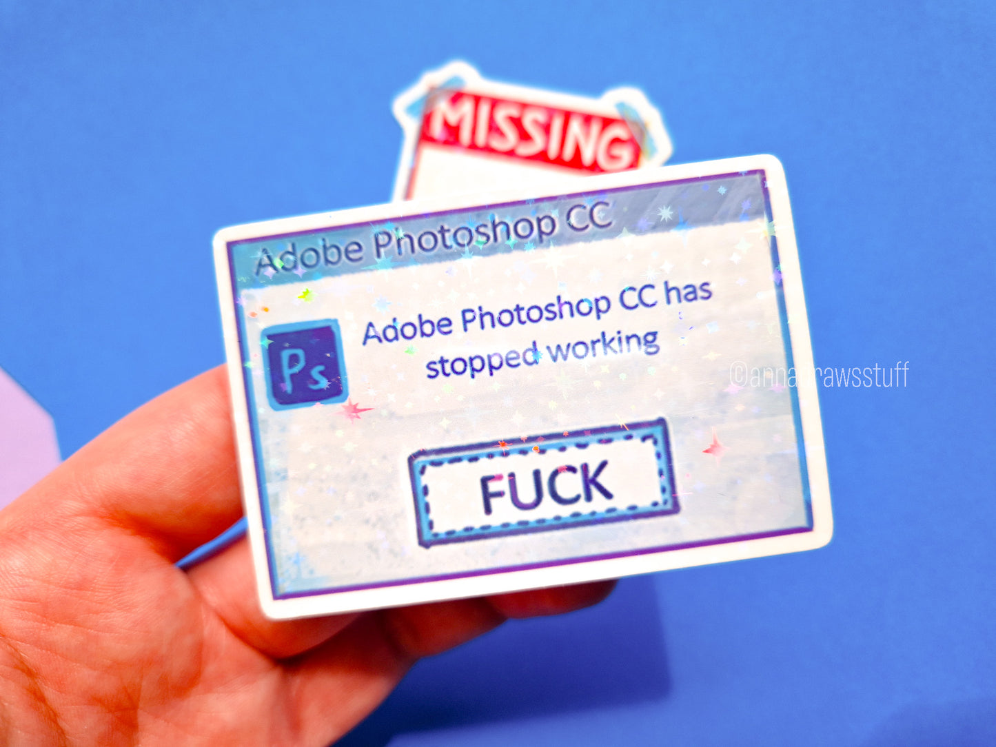 Missing Pen and PS Stopped Working Stickers - Holographic Vinyl Stickers