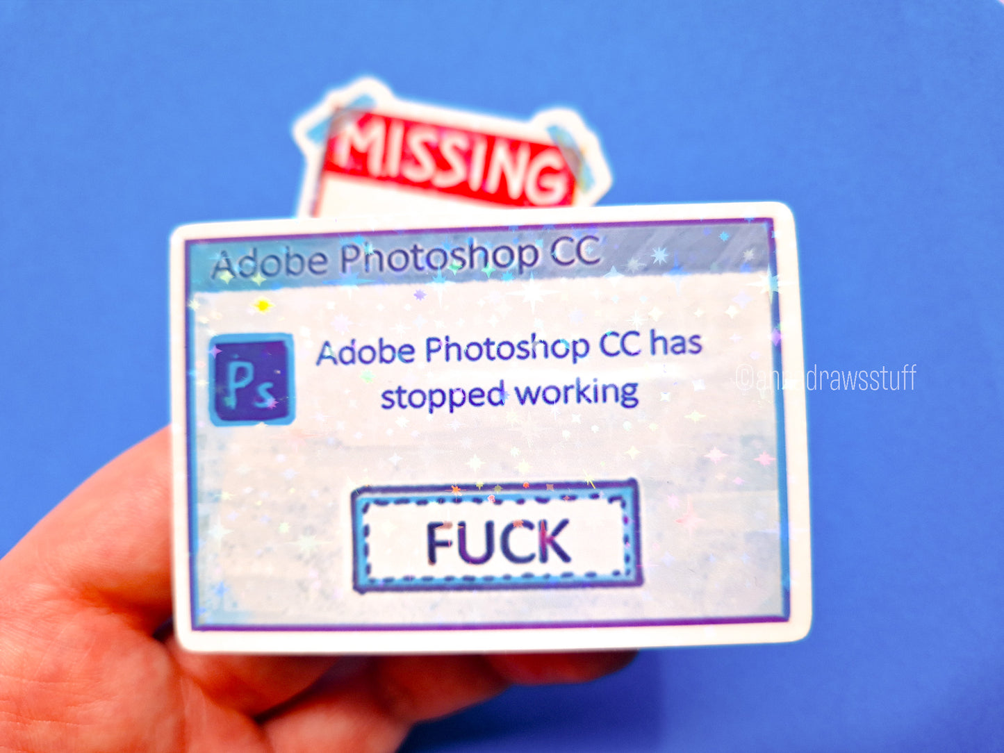 Missing Pen and PS Stopped Working Stickers - Holographic Vinyl Stickers