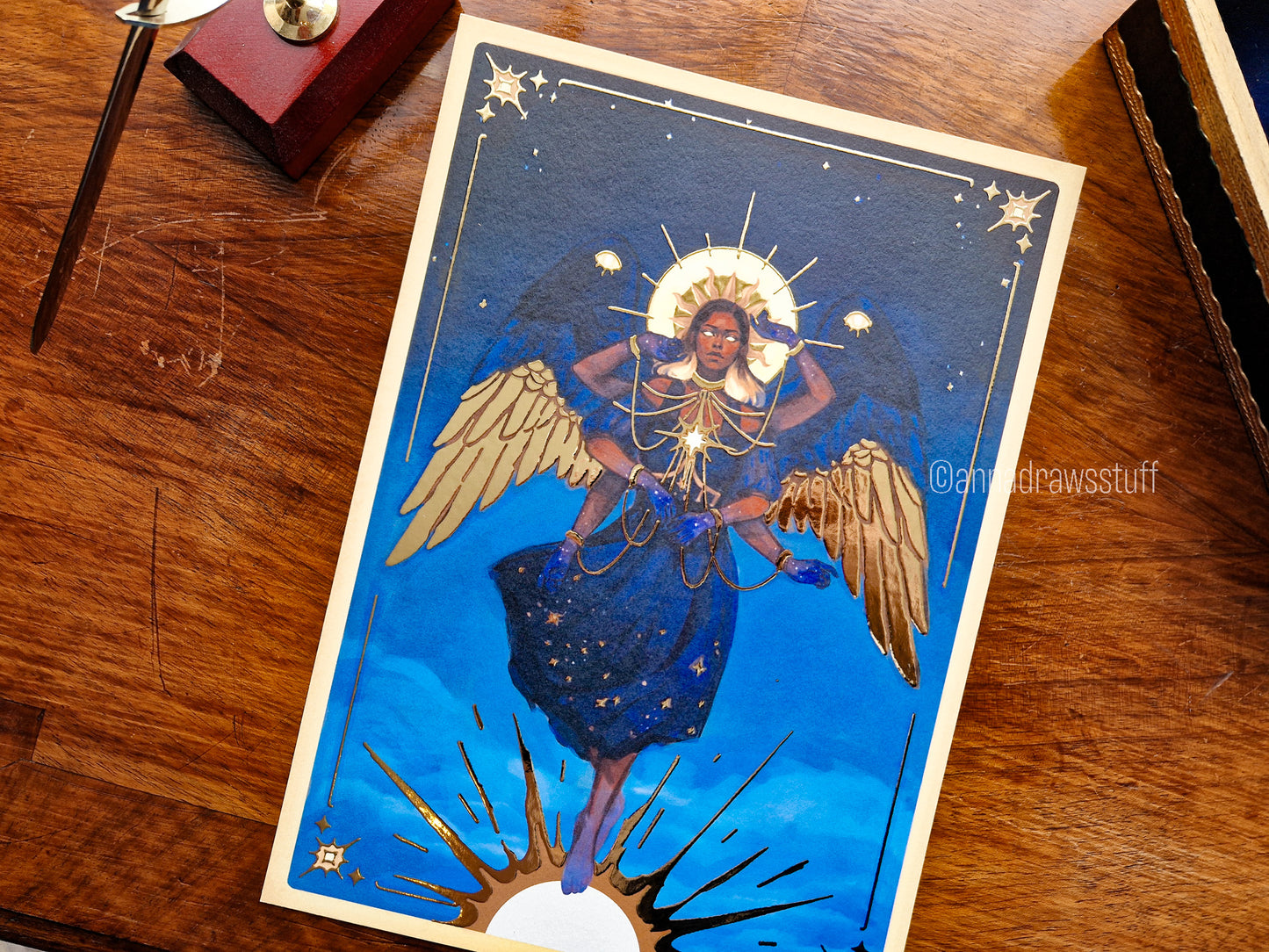Dawnbringer - A4 Gold Foil Print, A6 / postcard print (non gold foil)