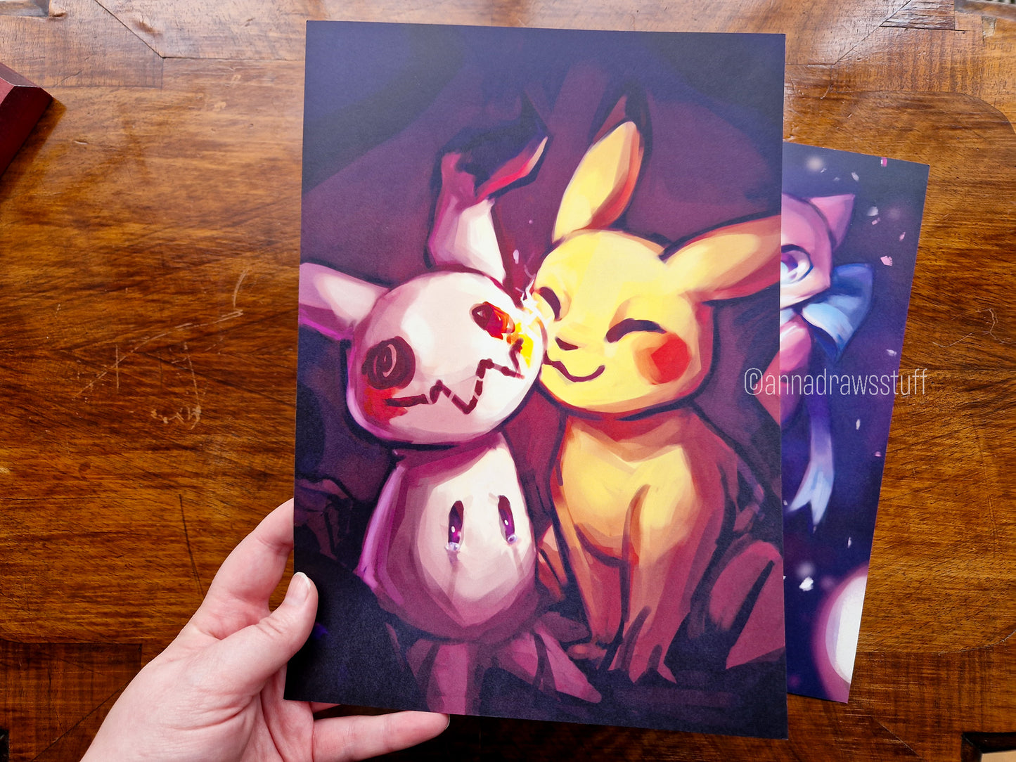 Mew + Mimikyu & Pikachu Art Prints - A4 (letter) or A6 (postcard) size