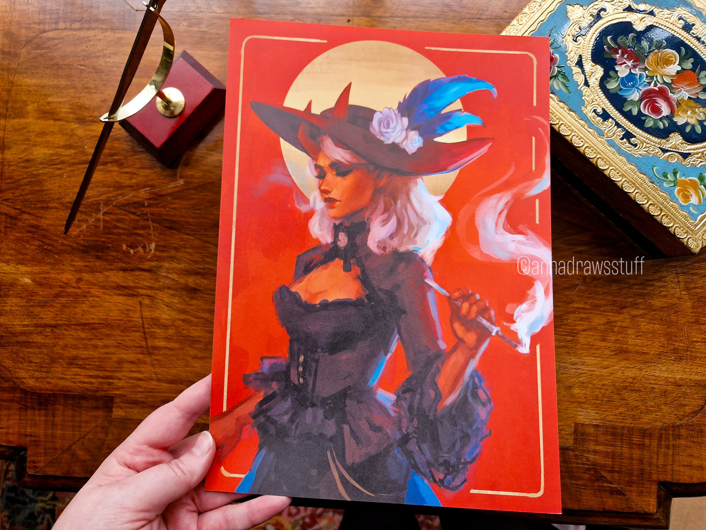 The Horned Lady Art Print - A4 (Letter) or A6 (postcard) size