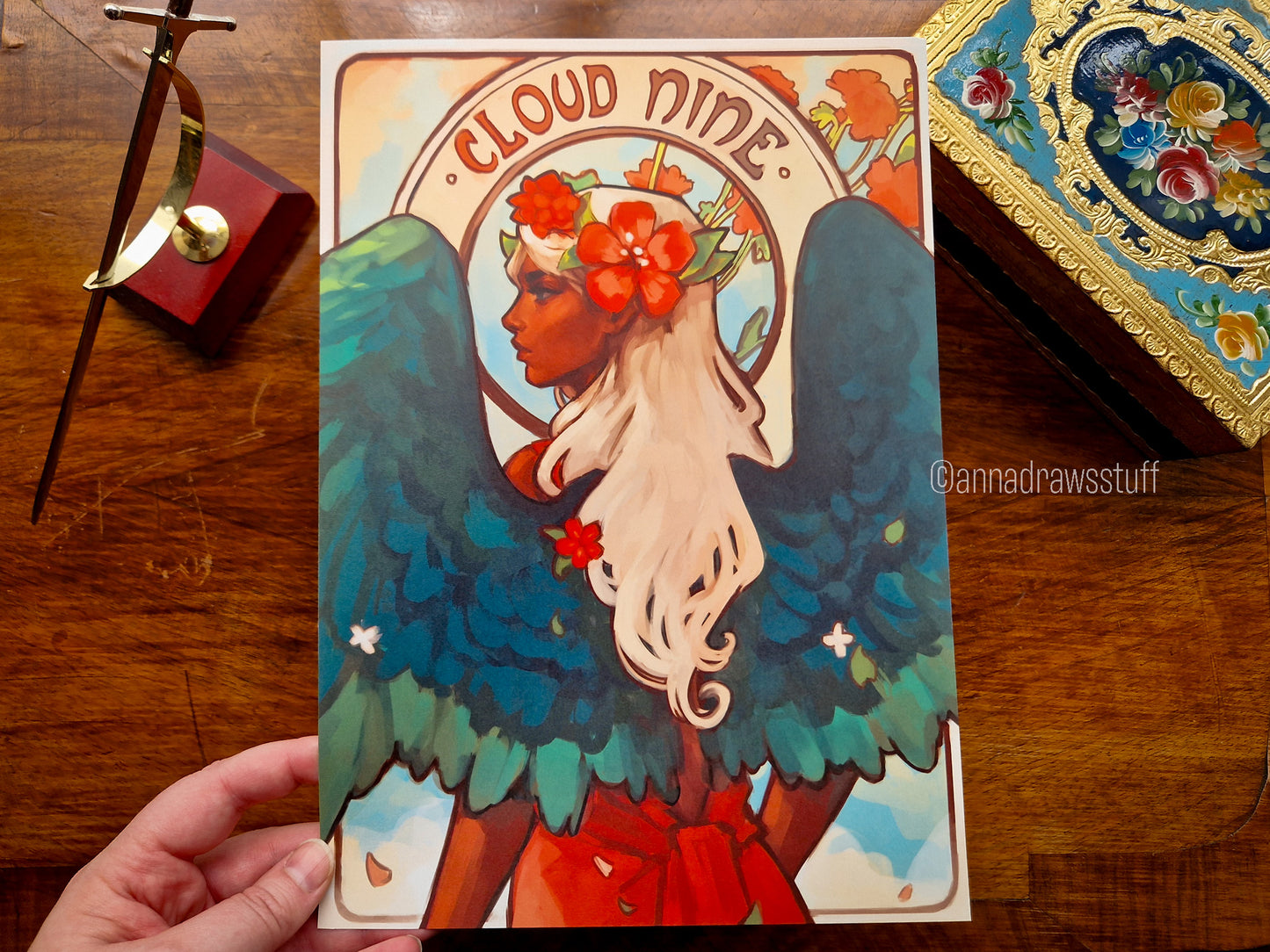 Cloud Nine Angel Art Print - A4 (Letter) or A6 (postcard) size